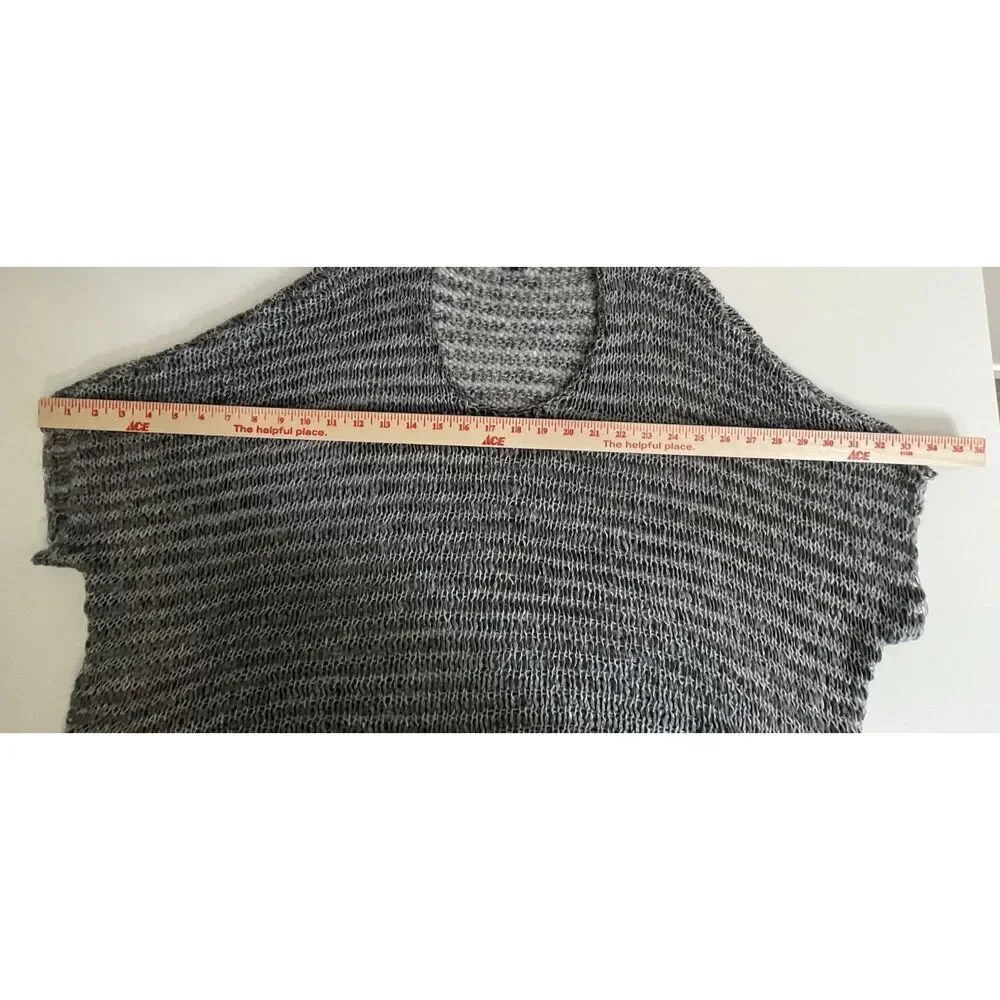 Eileen Fisher Top Size L Gray Linen Open Knit Lagenlook artsy Quit Luxury